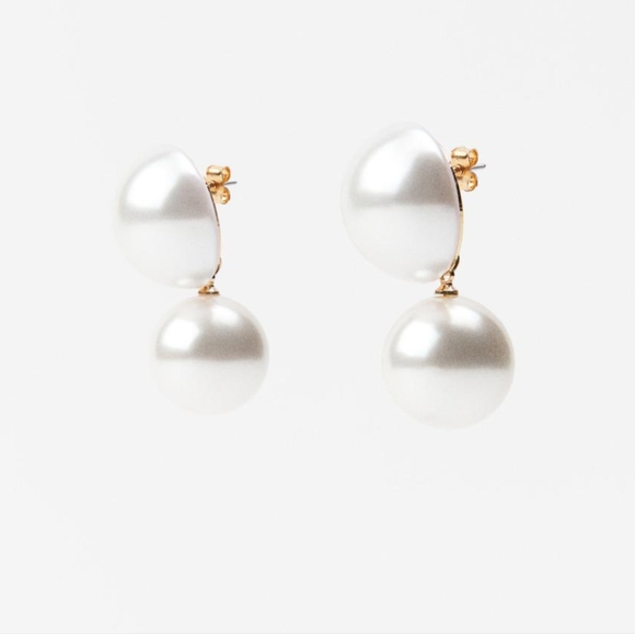 ZARA LARGE DOUBLE PEARL EARRINGS NWT - Picture 7 of 7